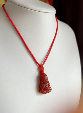 红玛瑙宝宝佛项链玉石挂件吊坠