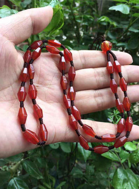 红玛瑙项链绳切面珠吊坠挂件配绳