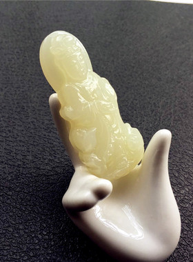 阿富汗白玉立体挂件男士观音吊坠