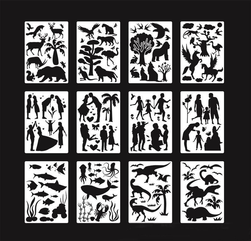 动物人物镂空绘画模板尺子27.5CMX19CM卡通绘画模版儿童画画神器