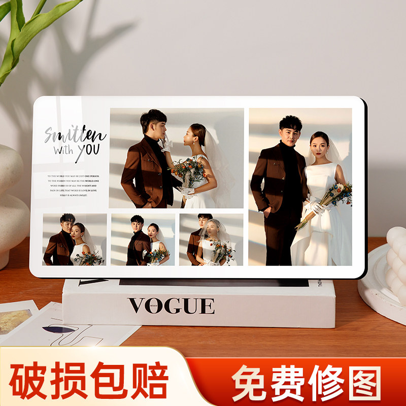 相框摆台婚纱定制洗照片冲印打印宝宝儿童情侣创意五宫格水晶摆台
