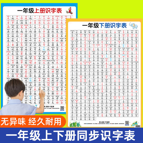 一年级识字表挂图墙贴上册