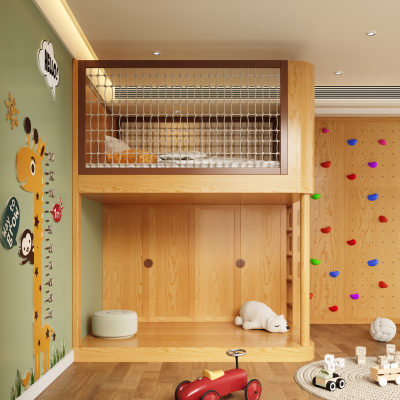 定制小户型一房变两房衣柜床实木上床下柜组合儿童树屋带秘密基地