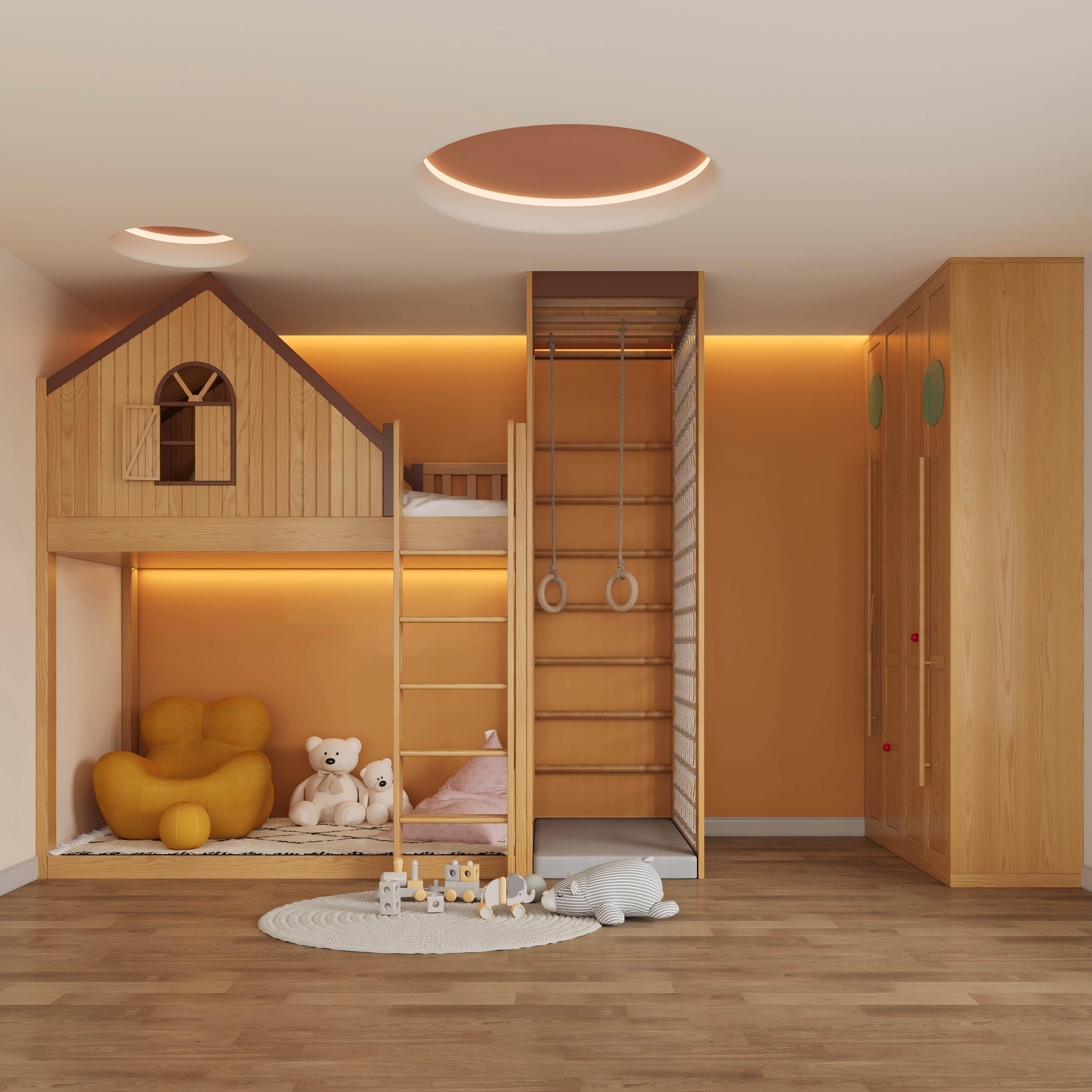 定制实木儿童房树屋床姐弟互不干扰双人床小户型一房变两房隔断床,住宅家具,树屋床,淘宝优惠券,粉丝福利购,淘宝优惠卷