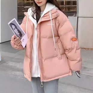 面包少女服棉服年中长羽绒冬装高中学生棉衣女假两件棉袄初中新款