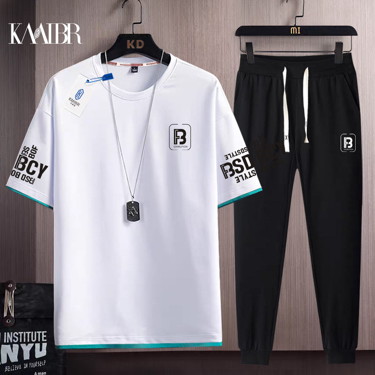 2026夏季新款青少年短袖运动套装男大童透气男装初中学生T恤套装