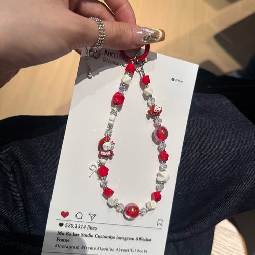 半岛甜心自制合金kitty手机链挂件可爱少女心ccd挂饰相机链ins风