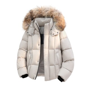 源头工厂冬季新款大毛领帽子羽绒服可拆卸时尚大码加厚气质外套
