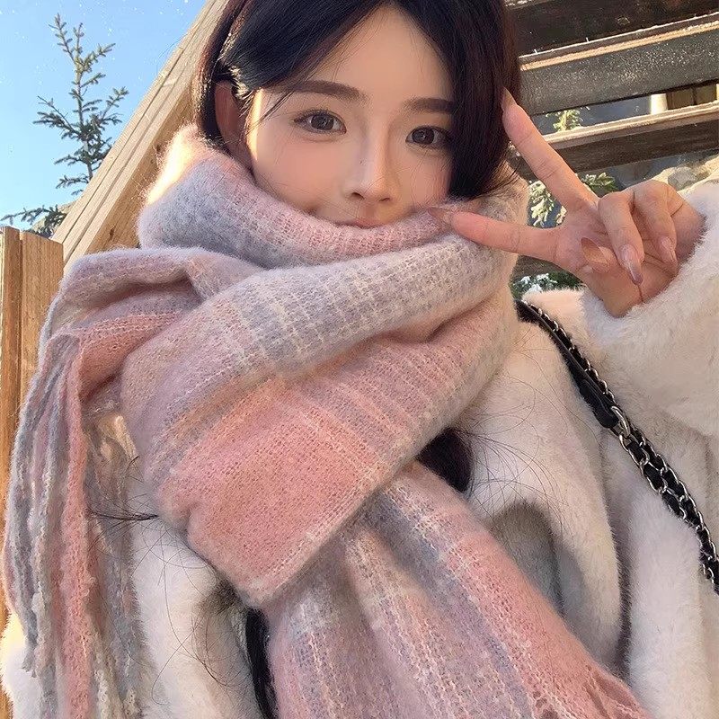 2025新款韩系高级感秋冬季冬天加厚初中学生女款大女童小女孩围巾