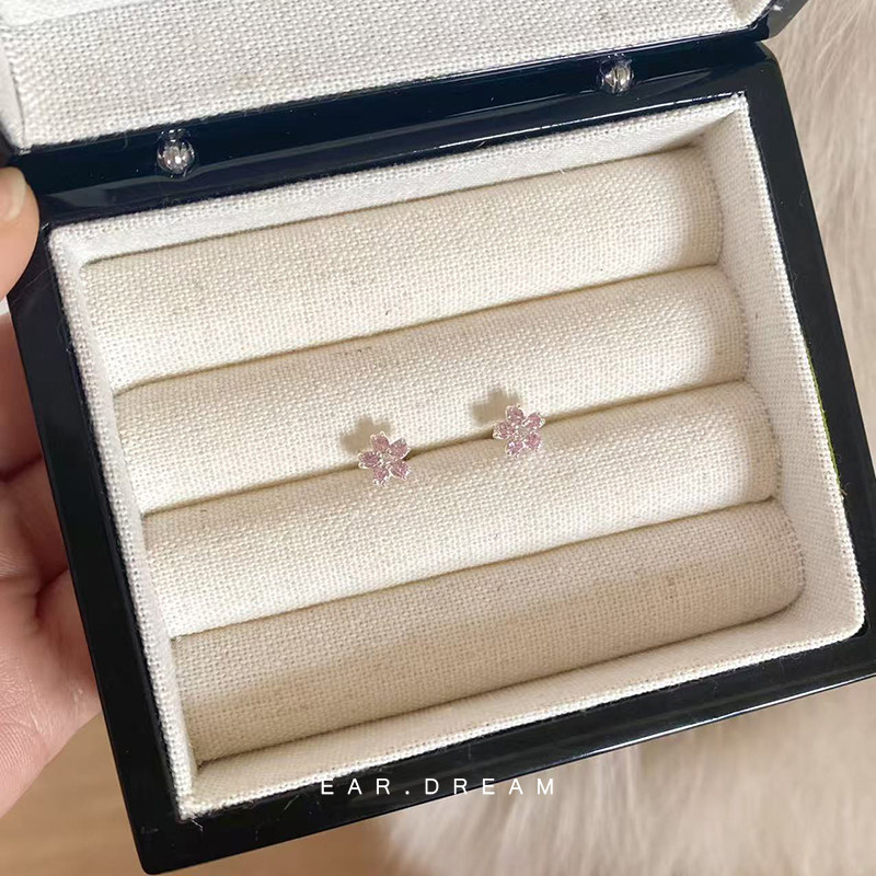 耳边的梦 晶莹花 通体999银小众设计感花朵耳钉精致百搭耳环