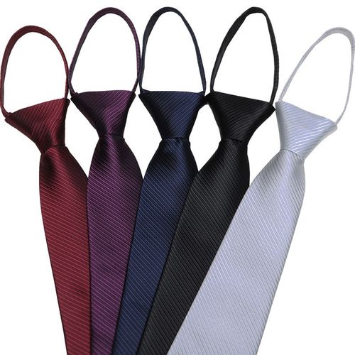 男士拉链领带免打结商务正装工作结婚黑色条纹懒人易拉得现货