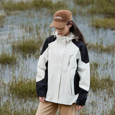 1818爆款冲锋衣女秋冬季户外防风防水外套男露营登山服可拆卸连帽