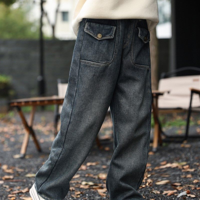 儿童裤子冬季新款女童潮流百搭加绒牛仔裤宽松垂感女宝宝直筒裤,童装/婴儿装/亲子装,儿童牛仔裤,淘宝优惠券,粉丝福利购,淘宝优惠卷