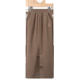 妈妈加厚加绒裤子外穿宽松高腰直筒50岁中年女款冬款休闲松紧长裤