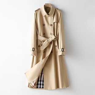 DFVF伊元素风衣女2025新款加长款气质英伦风春秋外套女双排扣现货