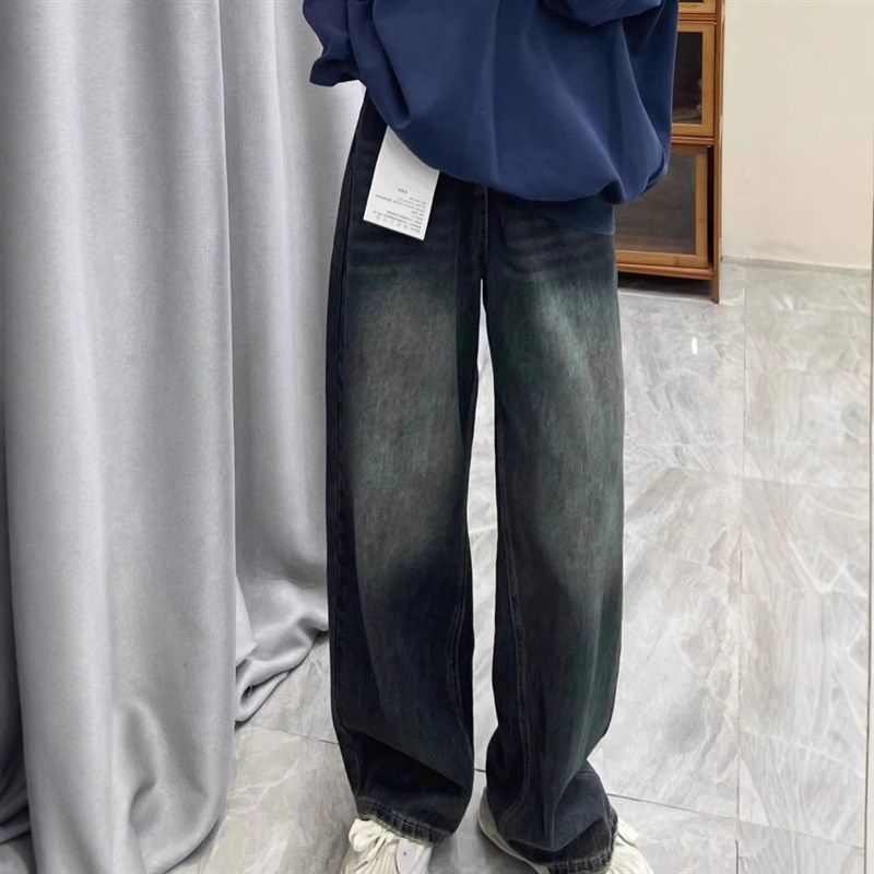 梨形身材美式阔腿牛仔裤女冬季加绒大码胖mm遮胯设计感高腰直筒长,女装/女士精品,牛仔裤,淘宝优惠券,粉丝福利购,淘宝优惠卷