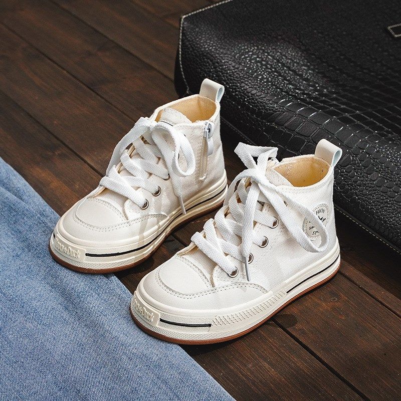 儿童小白鞋男童高帮帆布鞋2024春秋新款幼儿园室内入园鞋女孩板鞋,童鞋/婴儿鞋/亲子鞋,帆布鞋,淘宝优惠券,粉丝福利购,淘宝优惠卷