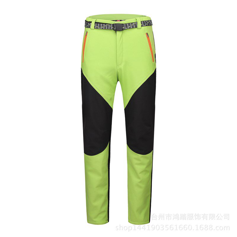 拼色情侣款冲锋裤男抓绒防水秋冬季户外保暖加厚软壳登山裤女大码