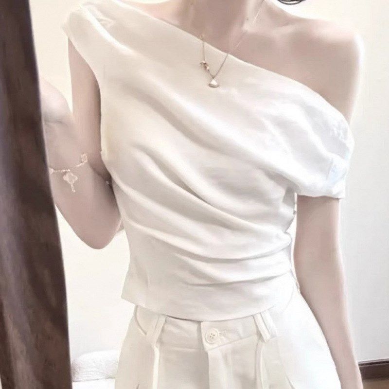 2025夏季新款女韩系穿搭露肩设计感修身上衣气质高腰显瘦阔腿长裤,女装/女士精品,休闲裤,淘宝优惠券,粉丝福利购,淘宝优惠卷