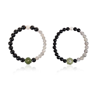 天然黑玛瑙水晶手串情侣黑色男女款手链月光石纯天然高级感原创