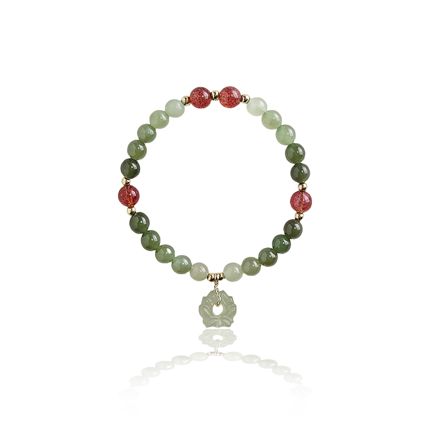 和田玉手串碧玉渐变色中式复古高级感好运莲莲女款手链朋友礼物