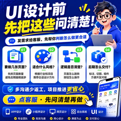 UI设计前先问清楚专业团队高效沟通满意为止交付放心