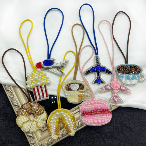 手工串珠咖啡杯甜甜圈钥匙扣包饰