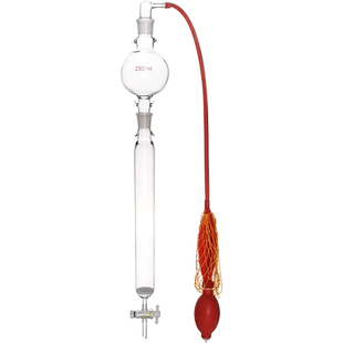 标口层析柱套装玻璃砂芯过滤层析柱+加压头+溶剂球+打气球四氟乙烯活塞分析柱化学教学实验室化玻器材