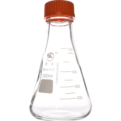 蜀牛螺口三角烧瓶丝口黄盖锥形瓶250 500 1000 2000 3000 5000ml螺旋盖GL45