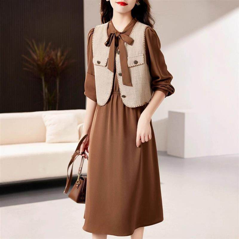 小香风马甲连衣裙两件套女时尚套装2025新款高级感春秋穿搭一整套,女装/女士精品,时尚套装,淘宝优惠券,粉丝福利购,淘宝优惠卷