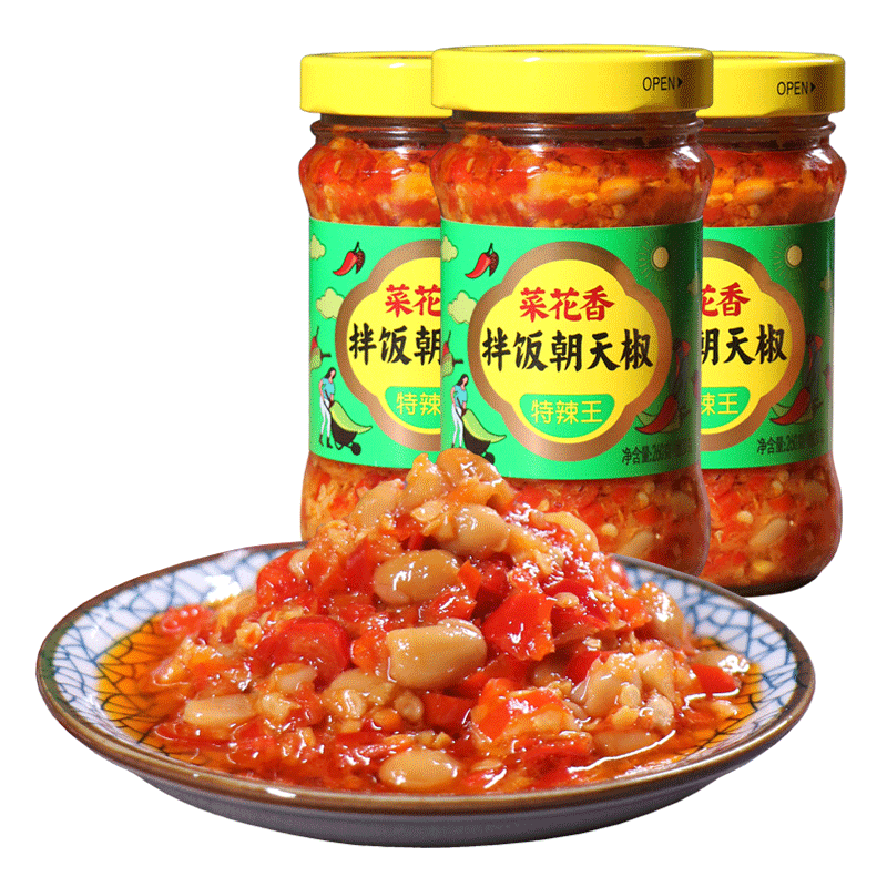 菜花香拌饭朝天椒泡椒味豆豉