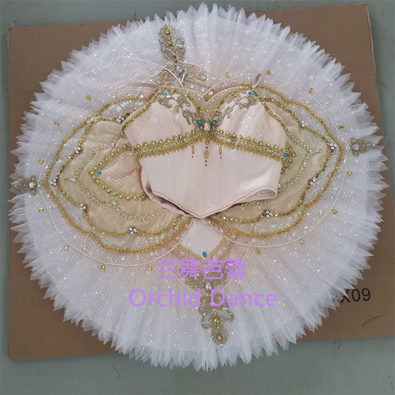 儿童专业版海盗分体芭蕾裙女童表演服比赛服成人定制香槟金演出服