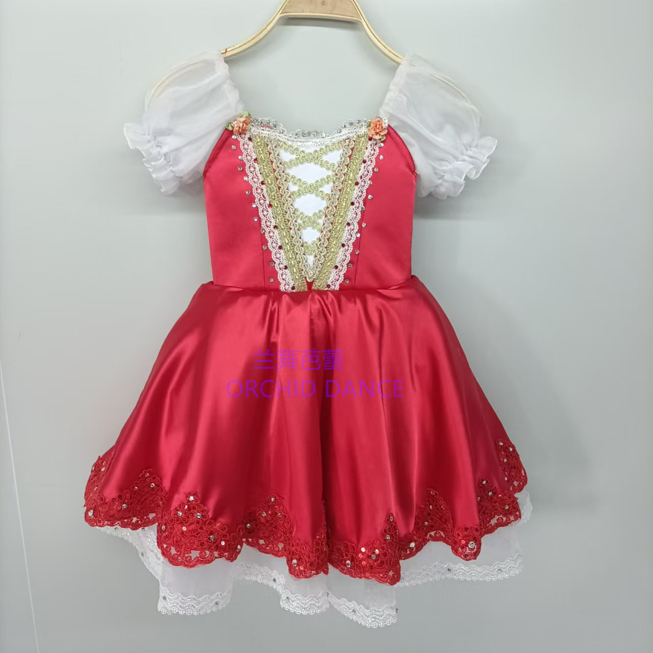 2024新款红色芭蕾舞裙小红帽表演服青少年专业版蓬蓬裙定制比赛服