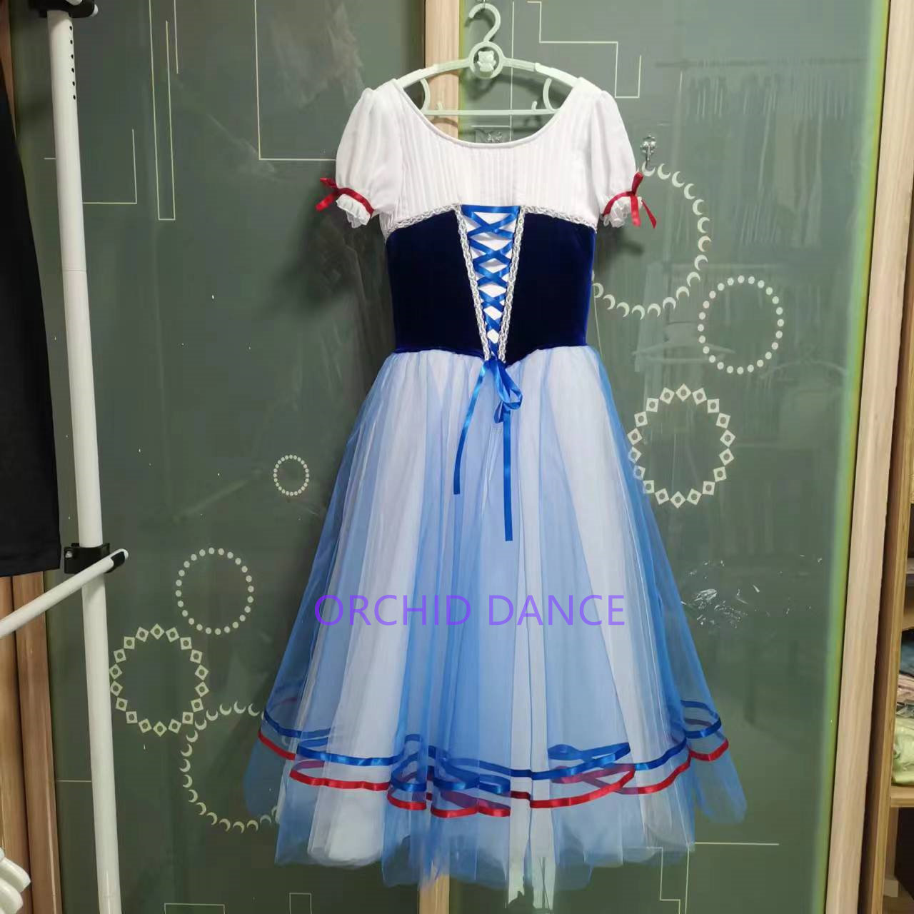 蓝色定制毕业舞会女变奏芭蕾舞裙