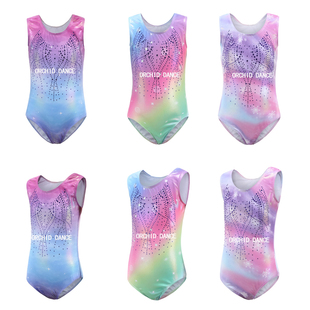 儿童艺术体操训练服女童无袖透气背心连体服竞技健美操团体比赛服