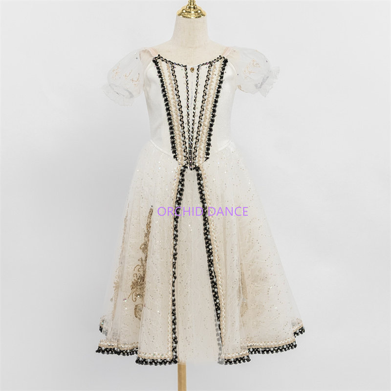 兰舞专业定制芭蕾舞裙白色宫廷蓬蓬长裙演出比赛服儿童六一表演服