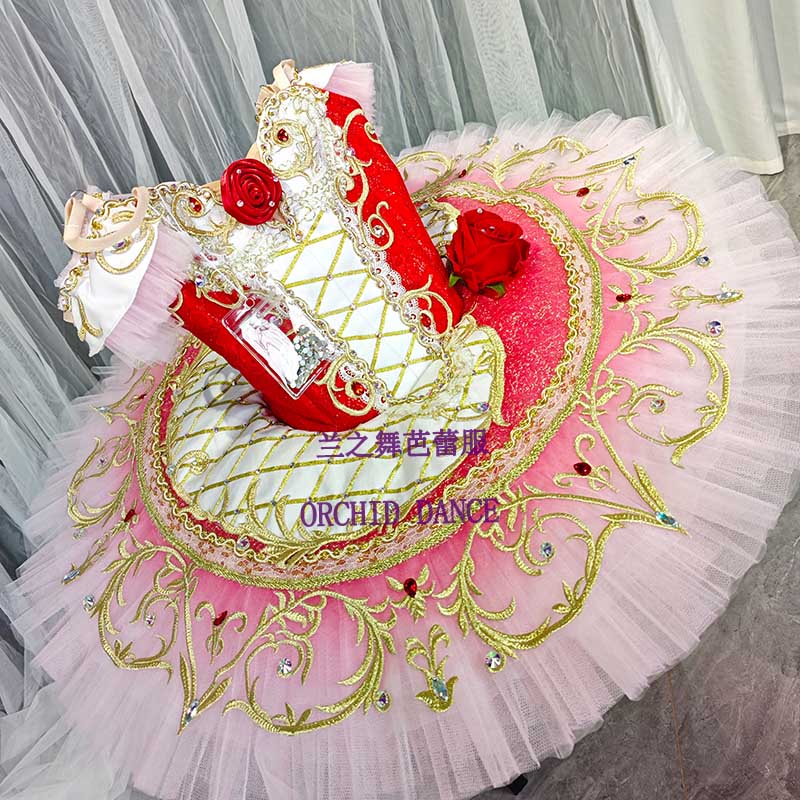 兰之舞红色唐吉可德艾斯米拉达芭蕾演出tutu裙成人儿童定制比赛服