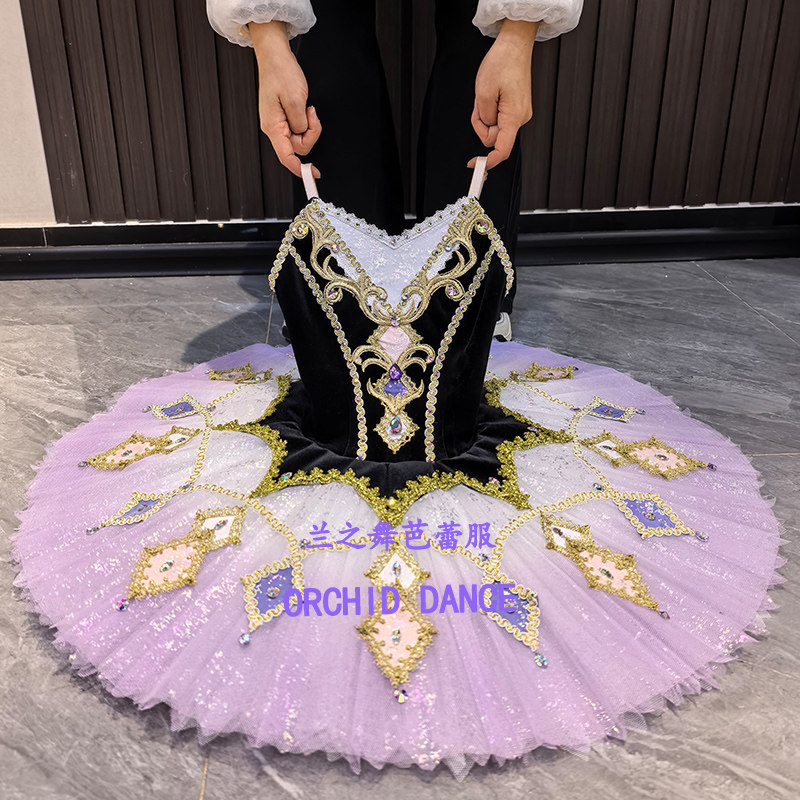 兰之舞简易版百万小丑变奏芭蕾裙紫色演出tutu大人儿童定制表演服
