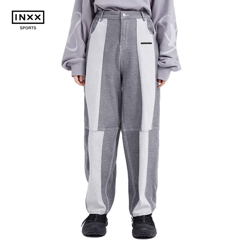 inxx sports 2025年夏季原创风拼接撞色长裤多口袋宽松直筒牛仔裤,运动服/休闲服装,运动牛仔裤,淘宝优惠券,粉丝福利购,淘宝优惠卷