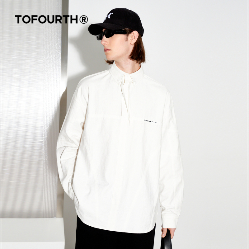 TOFOURTH 衬衫 商场同款新款绣花宽松简约衬衣男女同款