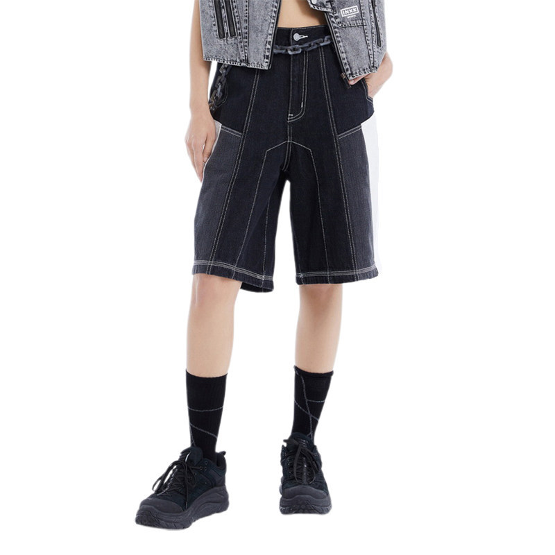 inxx sports2025年春季牛仔裤拼接短裤男女同款宽松大口袋工装裤,女装/女士精品,休闲裤,淘宝优惠券,粉丝福利购,淘宝优惠卷