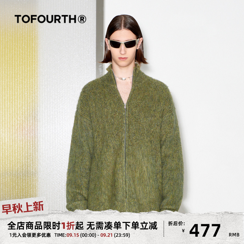 拉链开衫针织针织衫立领外穿