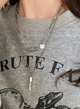 双层叠戴卫衣项链女甜酷轻奢小众高级感配饰挂脖长款毛衣链配t恤