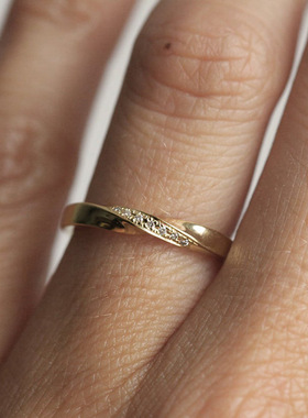 J-12 欧美简约满钻戒指莫比乌斯环情侣戒婚礼扭纹男女对戒