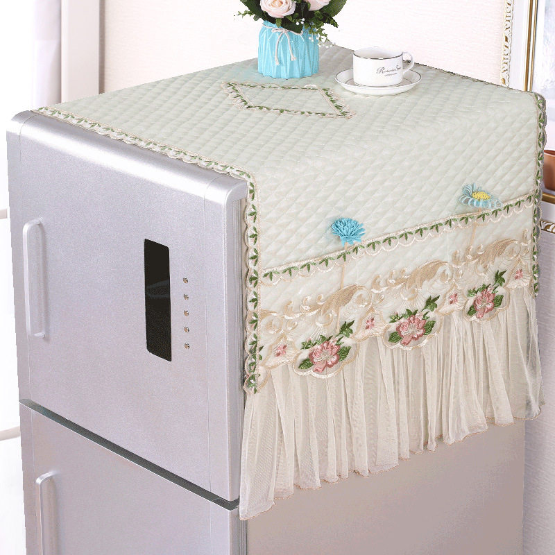 冰箱盖布对开门单开门双开门冰箱防尘罩冰箱巾蕾丝布艺家用