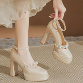 禾秀婚纱两穿女鞋 主婚纱神器小个子10cm超高跟双层防水台法式 婚鞋