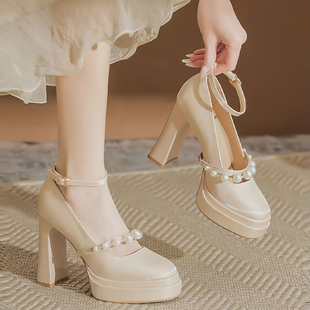 主婚纱神器小个子10cm超高跟双层防水台法式婚鞋禾秀婚纱两穿女鞋