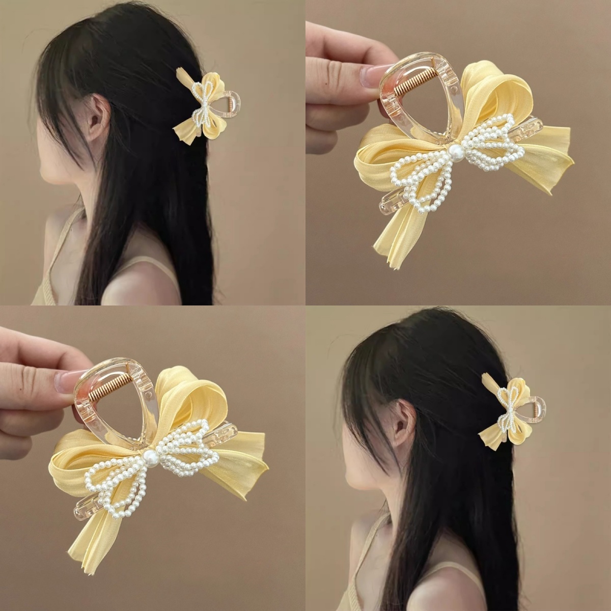 高级感蝴蝶结抓夹气质后脑勺