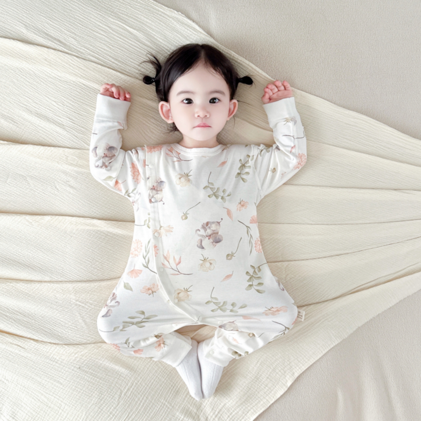 新生婴儿双层护肚纯棉衣服纯棉无骨秋冬连体衣宝宝睡衣爬服家居服