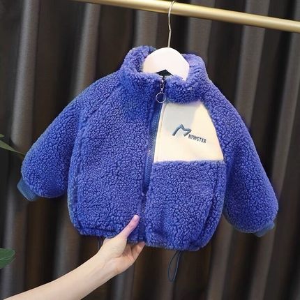 男宝宝棉衣女童加厚毛毛衣加绒小男孩棉袄保暖外套羊羔绒儿童冬季